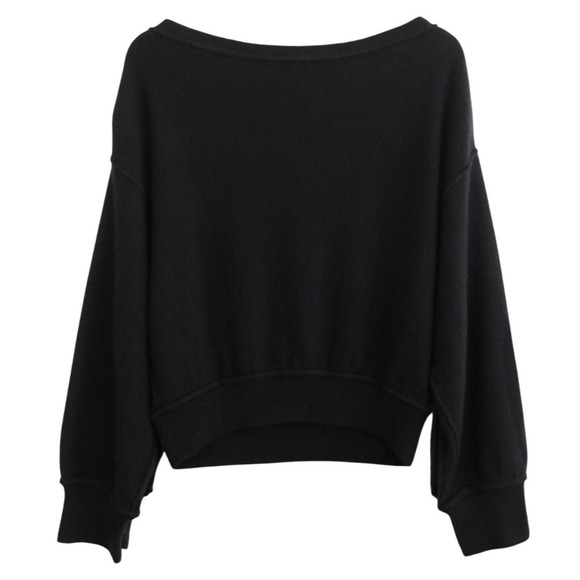 Free People Sweater 100% Cashmere Black V-Neck Crop Relaxed Pullover Size Small - Picture 3 of 5